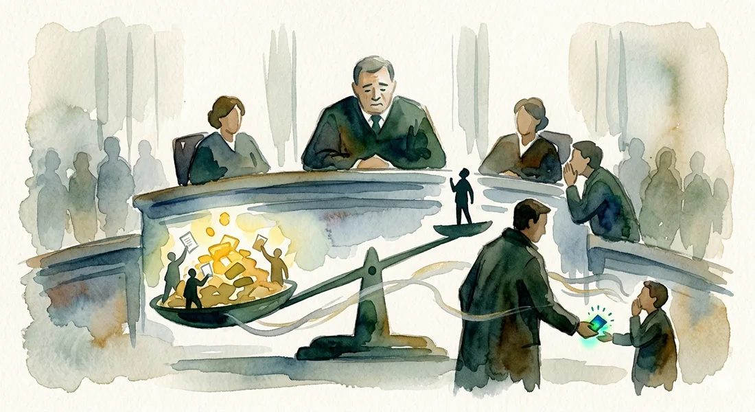 A group mediator weighing verdicts by client size, familiarity and private favors