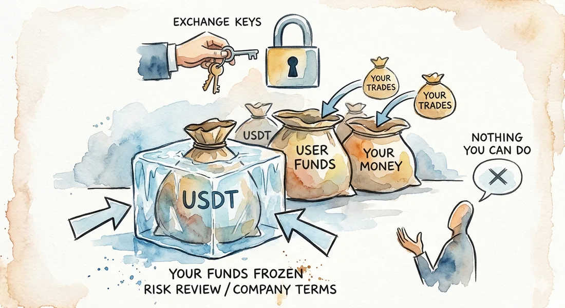 Your USDT sealed in an ice cube among money bags held under the exchange's lock and keys